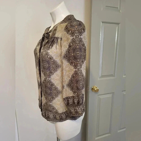 Joie Hartford Kaleidoscope Print Puff Sleeve 100% Silk Blouse(XS) - Picture 6 of 11